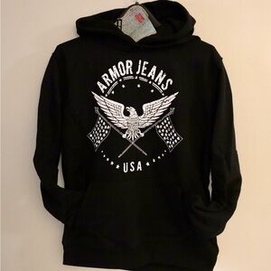Armor Jeans Black Hoodie for Men NWT MSRP $80